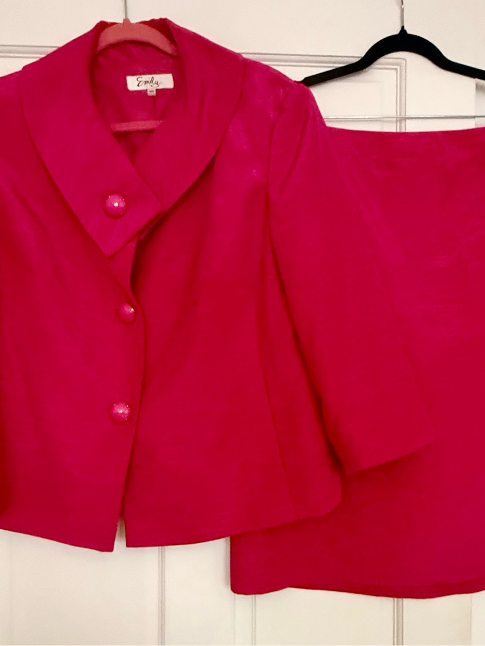 Emily Fuchsia Pink 2-Piece Skirt Suit Set - Size 16W